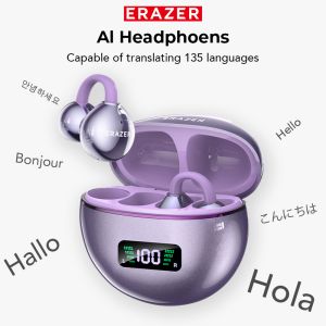 erazer | ERAZER XF55 Bluetooth V6.0 AI Earphones Noise Reduction OWS Ear Clip Headsets Wireless Headphones Translator Earbuds Longlife