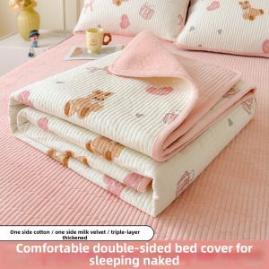 BEIPIN | Two-sided Use Thick Cotton and Flannel Bed Cover Set