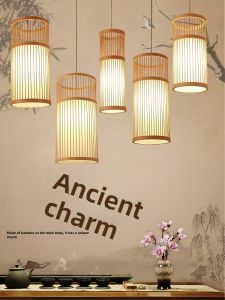 Modern Simple Chinese Bamboo Art Pendant Lamp Creative Decorative Lighting for Bar Dining Room Bedroom Living Room