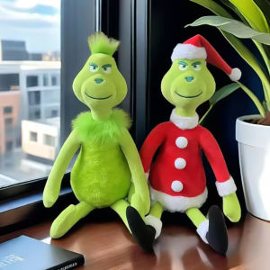 Green Shaggy Anime Figures Christmas Decoration Green Haired Monster Figurine Adorable Plush Doll Kid Birthday Toy Gifts