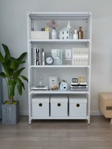 MUZU ชั้นวางโครงเหล็กไร้น็อต ชั้นวางโครงเหล็ก 5 ชั้น ชั้นวางเหมาะสำหรับร้านค้ารับน้ำหนัก 550กก