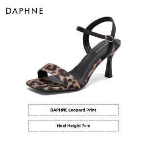 Daphne | Leopard Print Strap Open-Toe Square High Heel Sandals