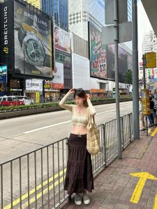 Váy Midi Chữ a Màu Nâu Cạp Thấp Phong Cách Retro Mỹ Cho Nữ Mùa Hè Mới Váy Ren Đính Ren Xếp Ly Dài Đa Năng