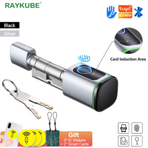 RAYKUBE S1 Tuya BLE TT Lock Smart Electronic Door Lock with DIY Cylinder Core Fingerprint APP Keys IC Card Unlock for Home Hotel