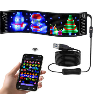 Bluetooth Smart RGB LED Display Screens LED Module Sign Matrix Pixel LED Panel Scrolling Signboard Advertising Light Car Decor