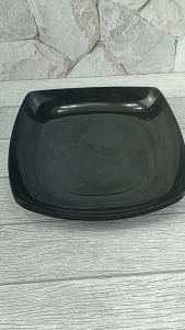 1 Lusin Piring Ramen Segi Plastik 23cm Piring Makan Full Hitam Tebal Anti Pecah Food Grade