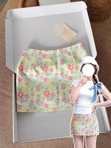 Váy Ngắn Chữ a Cạp Cao Họa Tiết Hoa Phong Cách Tươi Mới Dành Cho Nữ Cỡ Lớn Váy Ngắn Ôm Sát Cơ Thể Họa Tiết Sơn Dầu