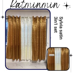 Sylvia satin curtain for 8ft 96 inches Length 3 in1set & per pc ring window