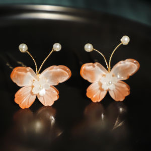 เครื่องประดับผมสไตล์ฮันฟู ลายผีเสื้อ U ชิ้นเดียว ตกแต่งผมสไตล์โบราณ ชุดฮันฟูสมัยหมิง