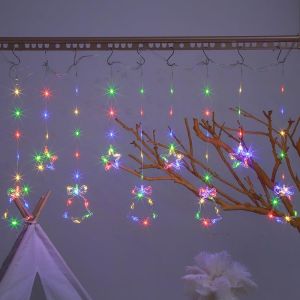 Christmas Lights Curtain Fairy String Lights 3M USB Powered Remote 8 Modes LED Window Decorations for Home