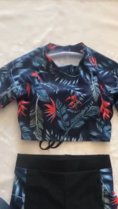 Women long sleeve swimsuit dry quickly floral print diving suit