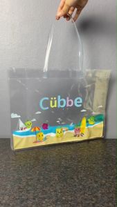 Cübbe Summer Beach Style PVC Tote Bag with Cartoon Character Design