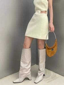 High Heel Knight Booties over Knee Fashion Street Style Womens Boots Leather Tube Closure Uppers Pure Color Rubber Sole
