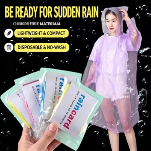 Ultra Thin Portable Compressed Raincoat Disposable Waterproof Rain Poncho Light Emergency Rainwear for Hiking Camping Travel