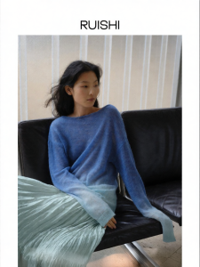epoque de rueen | Boat Neck Gradient Loose Mink Wool Sweater Female Spring