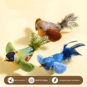 Simulation Bird Interactive Cat Toys Electric Sounding Birds Cat Chew Bite Plush Toys Cat Supplies