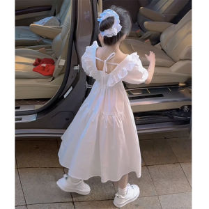Princess Style Girls Dress Summer New Fashion Bubble Sleeve Long Skirt Childrens Clothing Elegant Princess Dress for Girls