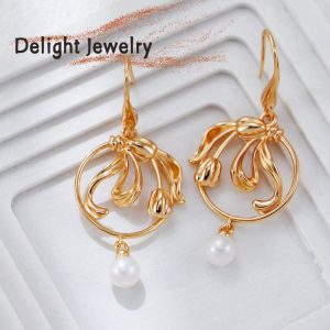 Silver 925 18K Gold Plated Real Pearl Earring For Women Elegant Earrings Taka Jewellery Set Birthday Gift