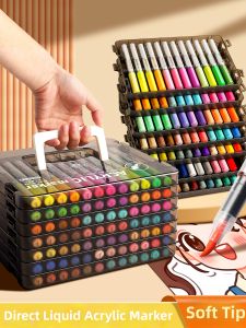 Non-see-through Stacking Washable Quick-drying Soft Tip Direct-liquid Markers