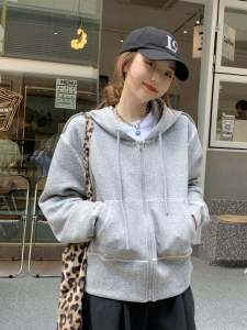 Áo Khoác Nữ Màu Xám Mỏng Có Mũ Trùm Đầu Áo Len Cardigan Rộng Rãi Phong Cách Hàn Quốc Mùa Thu 2023 Áo Khoác Ngoài Cho Nữ