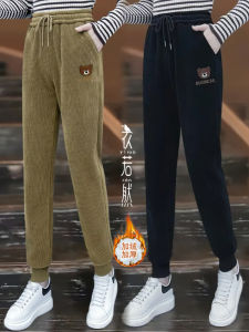 Womens Fleece Lined Thickened Sweatpants Casual Sports Pants Harlan Style Trousers High Waist Long Straight Leg Trousers