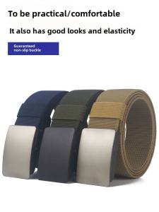 Mens Elastic Waist Belt Thick Woven Canvas Leather Belt Casual Style for Young and Middle-aged Youth Denim Jeans