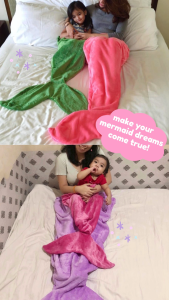 Mermaid Blanket for Babies and Toddlers 1 y/o - 3 y/o (Size Small) by Mermaid Dreams PH (Soft Fleece Mermaid Tail Blanket / Made in PH / Mermaid Pillow Blanket can turn into a pillow)