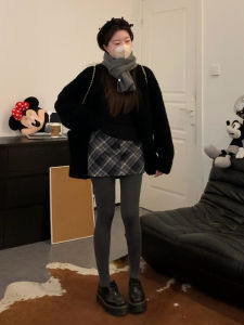 Váy Ngắn Kẻ Caro Cạp Cao Cho Nữ Mùa Thu Đông Cổ Điển Nhỏ Dáng Chữ a Che Hông Thon Gọn Váy Ngắn Bằng Vải Len Thiết Kế