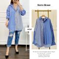 Nara Blouse Kemeja Jumbo Premium Cotton Poplin Stripe Import Size XXL. 
