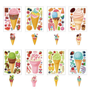 Interactive Fruit Ice Cream Themed Creative Cartoon Puzzle Stickers Educational DIY Scrapbooking Toys for Kids And Parents