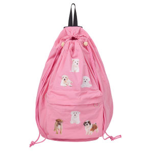 Original YIZISTORE Drawstring Bag Double Shoulder Backpack Large Capacity High School Student Bookbag Cute Cartoon Dog Cat