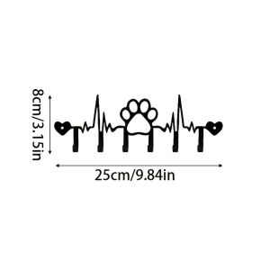 CIFBUY Iron Wall Decor 6 Hooks Dog Paw Print Key Rack Heartbeat Wall Mounted Hanger for Entryway Pet Lover Gift