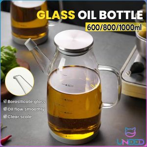 Need 600ml/800ml/1000ml Glass Oil Bottle Cooking Oil Vinegar Soy Sauce Bottle Leak Proof Kitchen Tool
