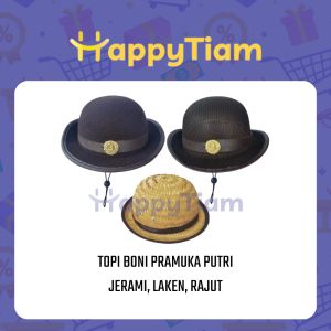 TOPI BONI PRAMUKA SEKOLAH PUTRI LAKEN RAJUT ROTAN ~ TOPI PEREMPUAN CAPLIN + TALI SD SMP SMA