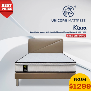 Unicorn Kiara 11 Inch With Latex Pocketed Spring PillowTop Mattress + Divan K88 Bedframe Bundle Set