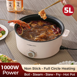 5L Large Capacity Multifunctional Electric Cooker 1000W Rice Cooker Hot Pot with Steamer Non-Stick Pan Family Size