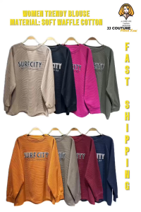 JJ COUTURE WOMEN TRENDY WAFFLE BLOUSE SURF CITY