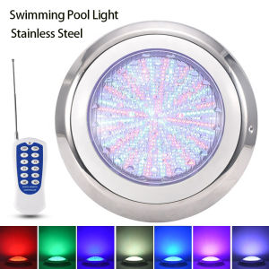 【Local Stock】23cm Stainless Steel Swimming Pool Light  AC12V RGB Underwater Wall Mounted IP68 Waterproof LED Lights Underwater Lamp (RGB with Free Remote Controller) 12V LED Swimming Pool Light Led Pool Light Underwater Lights Swimming Pool Equipment