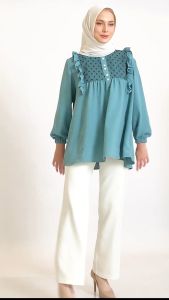 DZELLIA - Tamara blouse atasan muslim lengan panjang in Wardah