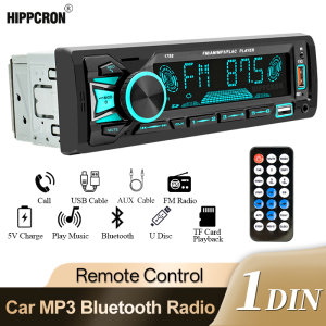 Hippcron Car Radio Stereo 1 din Digital Bluetooth MP3 Player 60Wx4 FM Receiver With Remote Control AUX/USB/TF Card In Dash Kit