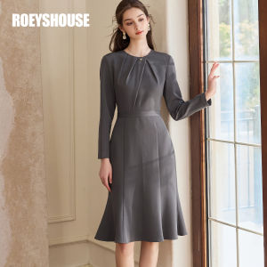 Roey s house | Office Chic Waist-cinching Design Sensitivity Pink Mid-length Dress