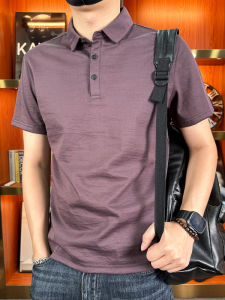 Slim Fit Short Sleeve Polo Shirt Tencel Linen Cotton Pure Color Thin Flip Collar Mens Breathable Cool Feeling High End Trendy