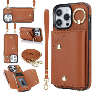Apple Card Holder Phone Case Crossbody Womens Wallet Style Mobile Phone Shell with Lanyard Coin Purse Fashionable Creative