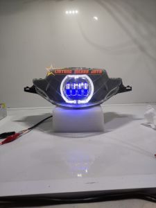 Reflektor Lampu Depan Supra 125D Supra 125 Lama Custom Made Daymaker Biled 4 Lensa Full Hitam