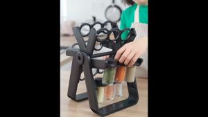 1 Set Botol Bumbu Putar Penyimpanan Dapur Set Rak Bumbu Putar Hitam Rak Bumbu Sudut Untuk Dapur