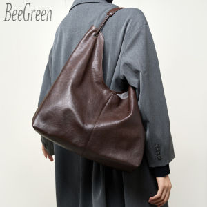 BeeGreen กระเป๋ากระเป๋าโททหนังแท้สำหรับผู้หญิงกระเป๋าสะพายไหล่เดินทางความจุมากหรูหรากระเป๋าแบบหนีบแขนลูกสาวคุณแม่แฟชั่น