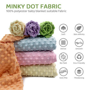 Minky Dot Fabric For Baby Comfort Blankets 1mm Pile Length Polyester Single Sided Swaddle Baby Crying Comfort Plush Fabric