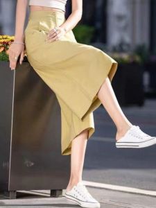 Summer Thin Cotton Linen Pants Loose plus Size Drapey Wide Leg Womens Pants High Waist Versatile Slimming Seven-Foot Casual Skirt Pants