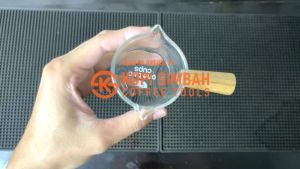 Gelas Ukur Kaca Sloki Espresso Gagang Kayu 75 ml Espresso Coffee Shot Glass Takar Wood Handle