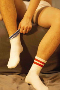 Two Bars Sports Socks Pure Cotton Towel Bottom Thickened Mid-Calf Length Mens Socks Sweat-Absorbent Winter Heattech Stripes Deodorizing Filter Casual